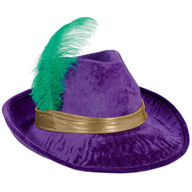 Hat Mardi Gras Feather Fedora