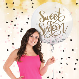 Blush Sixteen Latex Balloon w/ Confetti