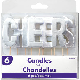 "Cheers" Pick Candles - Silver