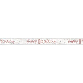 1 9ft Glitz Rose Gold Foil Banner "Happy 30th Birthday"