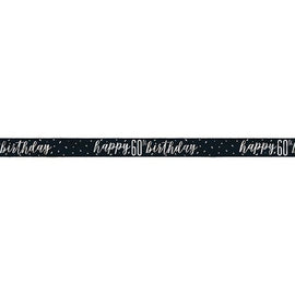 1 9ft Glitz Black & Silver Foil Banner "Happy 60th Birthday"