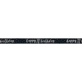 1 9ft Glitz Black & Silver Foil Banner "Happy 70th Birthday"