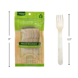 Eco Friendly Fruit Fork - Natural Wood 25Ct