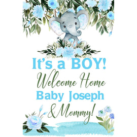 Customizable Yard Sign / Lawn Sign Baby Shower Elephant Blue