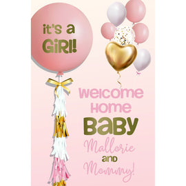 Customizable Yard Sign / Lawn Sign Baby Shower Balloon Tassel Pink