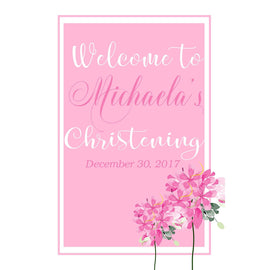Customizable Yard Sign / Lawn Sign Welcome Christening Pink