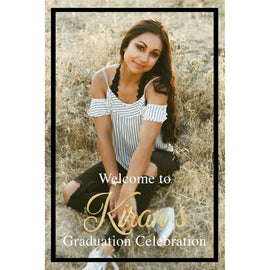 Customizable Yard Sign / Lawn Sign Welcome Grad Photo Backdrop Black Frame