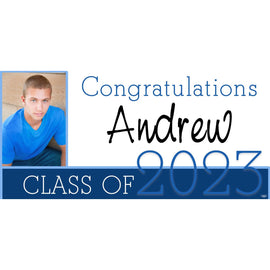 Banner - Custom Deluxe Grad Blue Stripe With Picture