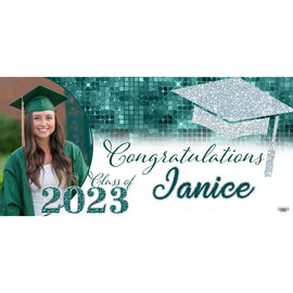 Banner - Custom Deluxe Grad Teal Glam With Picture