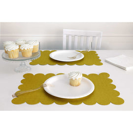 Gold Glitter Scalloped Plastic Placemats, 8ct