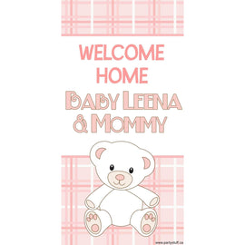 Customizable Deluxe Door Banner - Welcome Home Baby Pink