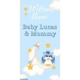 Customizable Deluxe Door Banner - Baby Owl Blue
