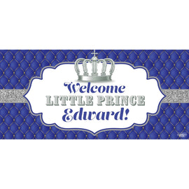 Banner - Custom Deluxe Baby Shower Blue & Silver Crown