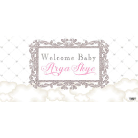 Banner - Custom Deluxe Baby Shower Clouds & Silver Sparkle