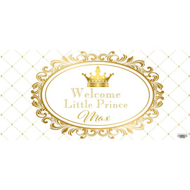 Banner - Custom Deluxe Baby Shower White & Gold Crown