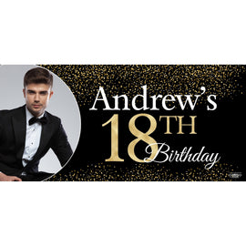 Banner - Custom Deluxe Birthday Fancy Gold With Picture
