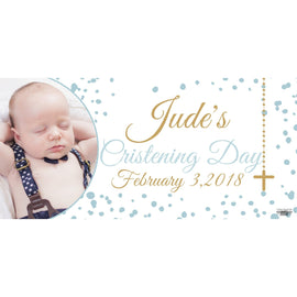 Banner - Custom Deluxe Religious Blue Dots With Picture