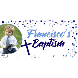 Banner - Custom Deluxe Religious Blue & Grey Dots With Picture