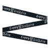 1 9' Glitz Black & Silver Foil Banner "Happy 90th Birthday"
