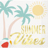 Poolside Summer "Summer Vibes" Beverage Napkins, 16 Count - Foil Stamped