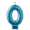 Candle - Numeral #0 Blue, 3 1/4"