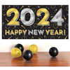 2024 New Year L Banner - Black, Silver, Gold