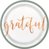 Plates - Round, Modern Pastel Thanksgiving "Grateful", 9", 8 Count