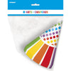 Hat - Party, Rainbow, 8 Count