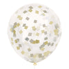 Balloons - Clear with Gold/Silver Confetti, 6 Count