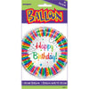 Balloon - Foil, Rainbow Ribbons, "Happy Birthday", Round, 18"