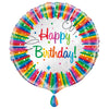 Balloon - Foil, Rainbow Ribbons, "Happy Birthday", Round, 18"