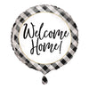 Balloon - Foil, Black and White "Welcome Home", Round, 18"