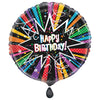 Balloon - Foil, Rainbow, Starburst "Happy Birthday", Round, 18"