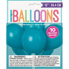 Balloons - Latex, Teal, 12", 10 Count