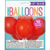 Balloons - Latex, Ruby Red, 12", 10 Count