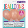 Balloons - Latex, Rose Gold, 12", 8 Count