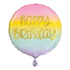 Balloon - Foil, Gold Paste,l Rainbow Birthday, Round, 18"