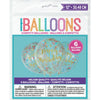 Balloons - Latex, Glitzy Gold, Birthday Clear with Confetti 12", 6 Count