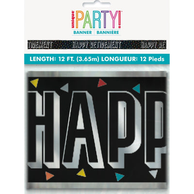 Banner Kit - Black, "Happy Retirement", 12ft