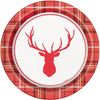 Plates - Plaid Deer, Round, 7"