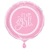 Balloon - Foil, Pink Hearts, Baby Shower, Round, 18"