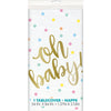 Table Cover - Plastic, Gold, Baby Shower, "Oh Baby", Rectangular, 54" x 84"