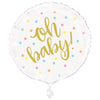 Balloon - Foil, Gold, Baby Shower, "Oh Baby", Round, 18"