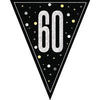 Black & Silver Glitz 60th Birthday Flag Banner