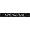 Black & Silver Glitz 70th Birthday Banner