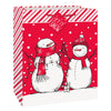 Gift Bag - Large, Red Striped Snowman