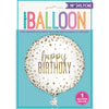 Balloon - Foil, Confetti Gold Birthday, Round, 18"