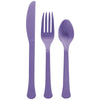 Cutlery Assortment - Purple, Reusable Plastic, 24 Piece