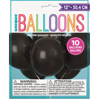 Balloons - Jet Black, 12", 10 Count