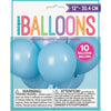 Balloons - Latex, Baby Blue, 12", 10 Count